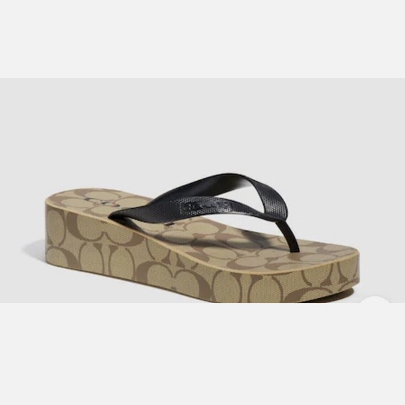 COACH Lynn Wedge Signature Flip Flop Sandal - Picture 10 of 11